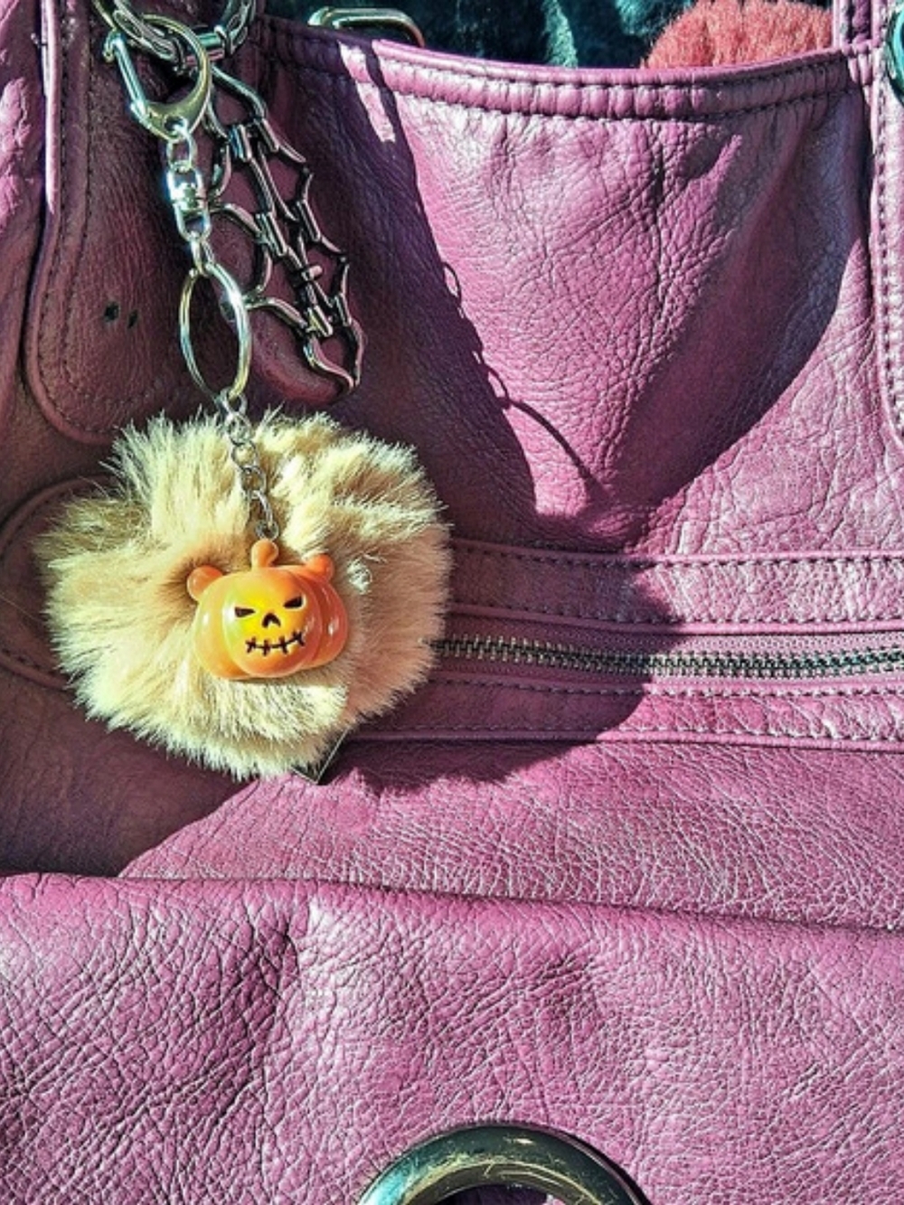 Light Brown Pumpkin Teddy Bear Keychain Halloween 🎃